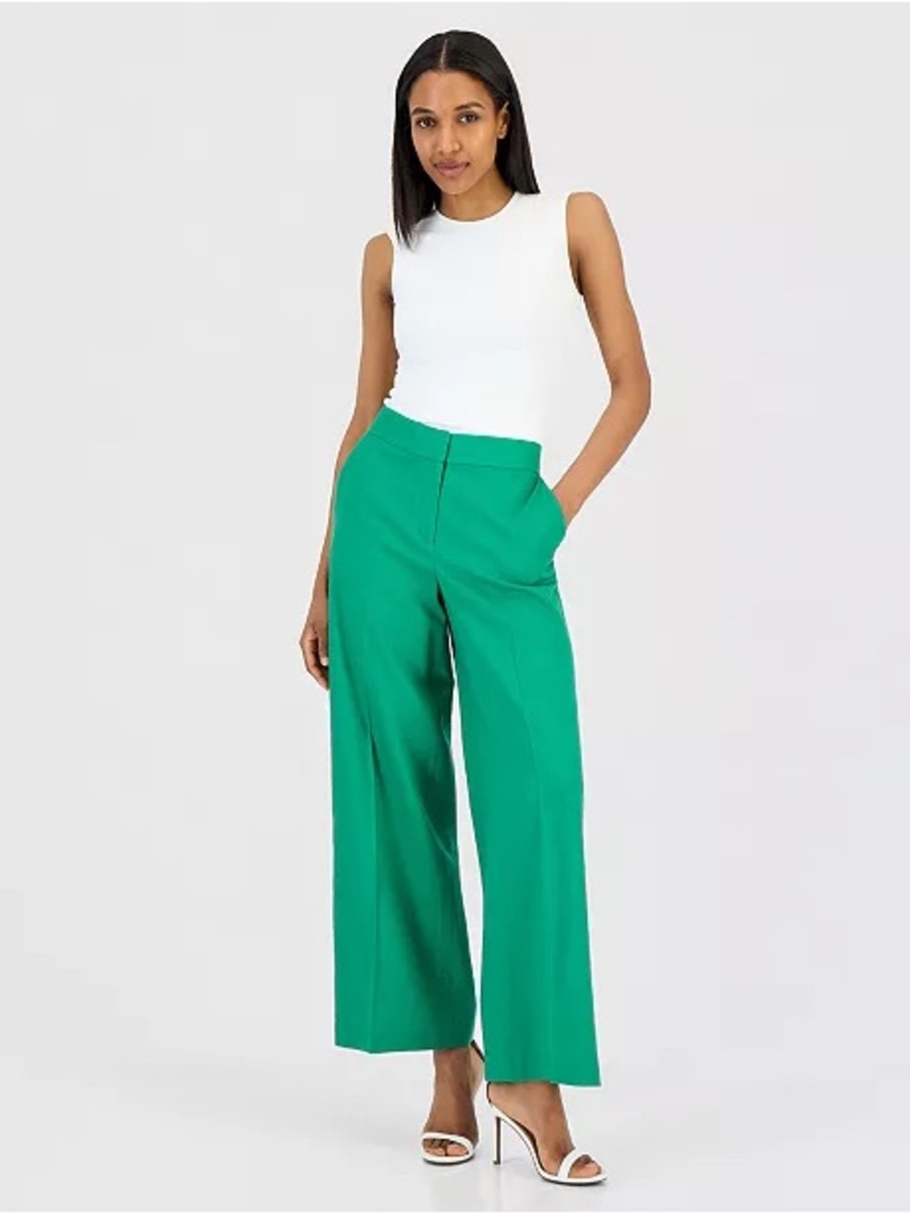 BROOKS BROTHERS  BROOKSGATE MID RISE WIDE LEG PANT TROUSER  GREEN SZ 8 CASUAL